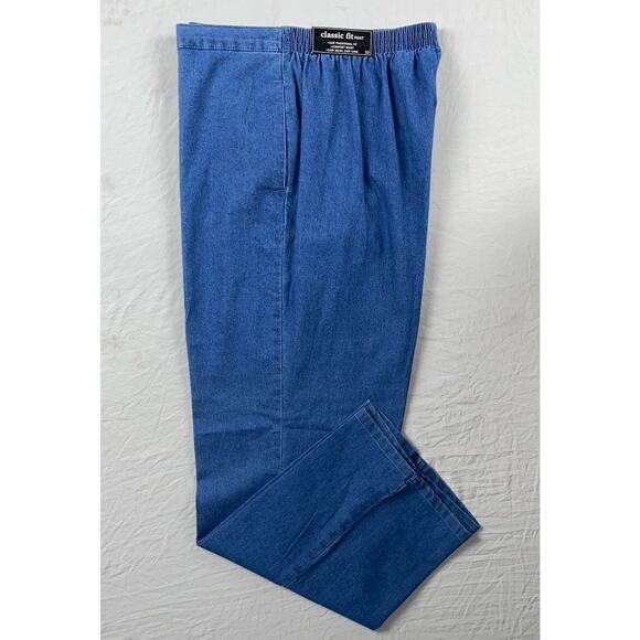 Alfred Dunner Pull On Flex Waist Classic Fit Pant. Blue Denim Look. Women's 10. - Picture 1 of 8